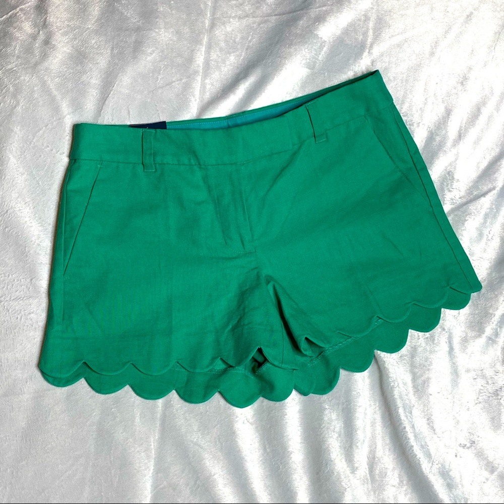 J Crew Linen Blend Scallop Shorts